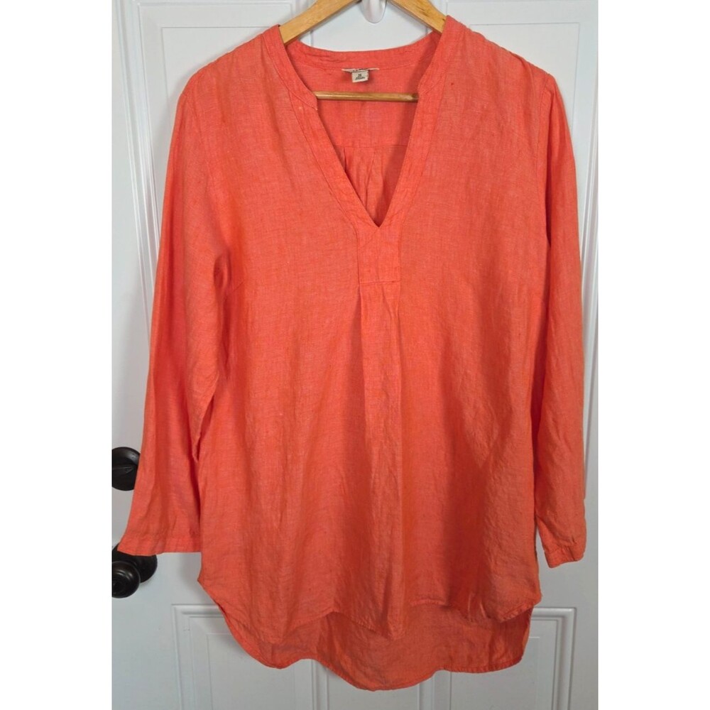 L.L. Bean Womens Linen Popover Tunic Top Size M Lagenlook